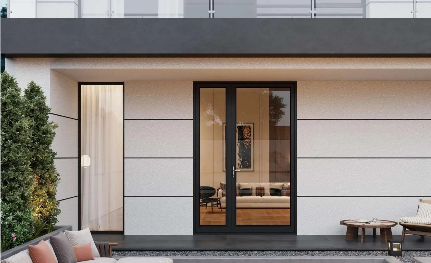 Black aluminium entrance door