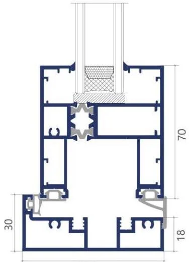 75 Thermally Broken Bifold Door frame cross-section drawing