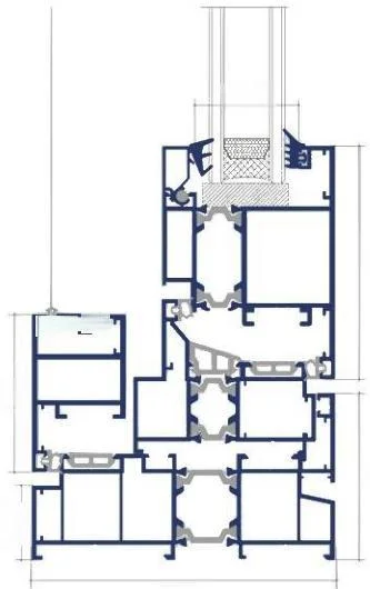 100P Thermally Broken Casement Window frame cross-section drawing