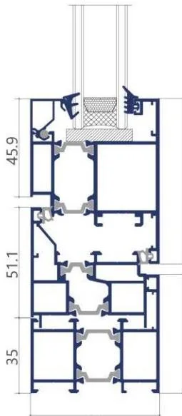 60 Thermally Broken Casement Window frame cross-section drawing