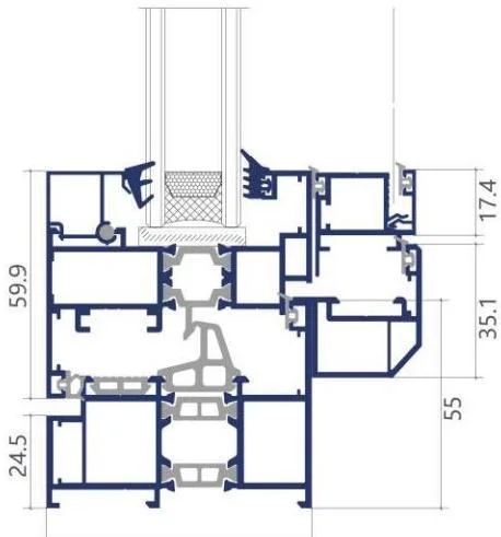 70 Thermally Broken Casement Window frame cross-section drawing