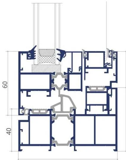 93 Thermally Broken Casement Window frame cross-section drawing