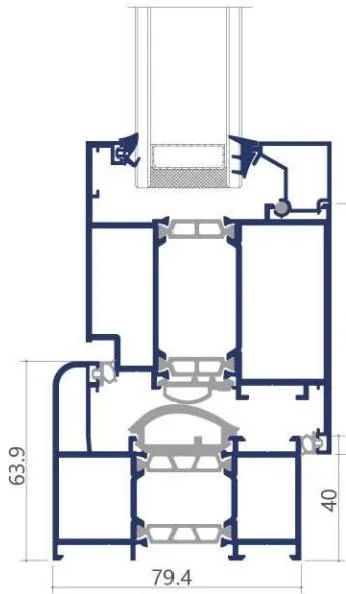 70 Commercial Hinged Door frame cross-section drawing