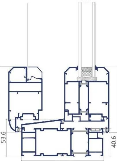 120 Hinged Door with Integrated Flyscreen frame cross-section drawing