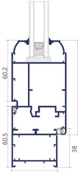 45 Hinged Door frame cross-section drawing