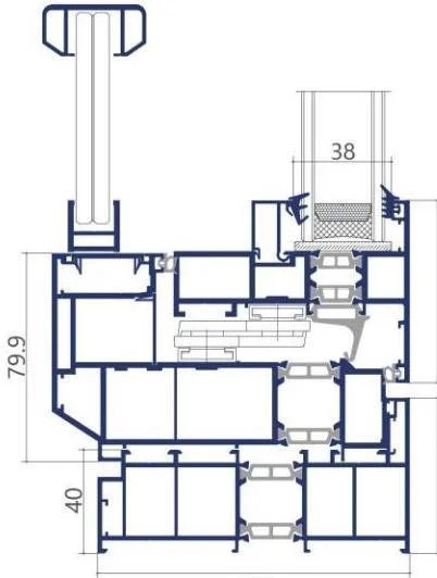 120 Motorised Horizontal Sliding Window frame cross-section drawing
