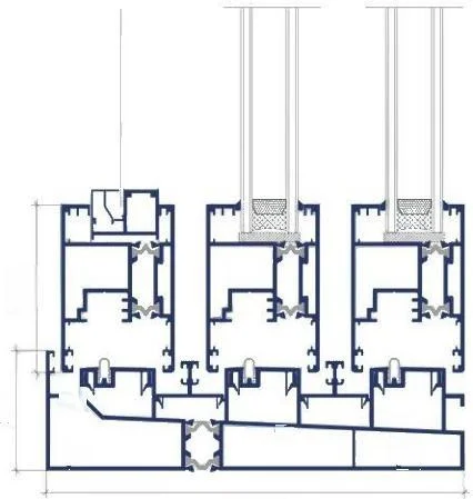 120 Thermally Broken Heavy-Duty Sliding Door frame cross-section drawing