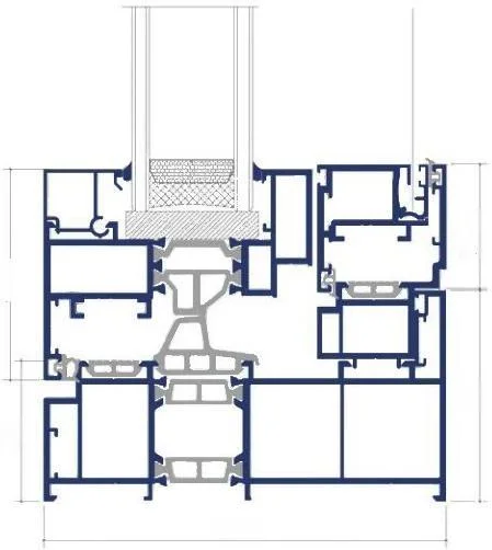 115 Tilt & Turn Window frame cross-section drawing